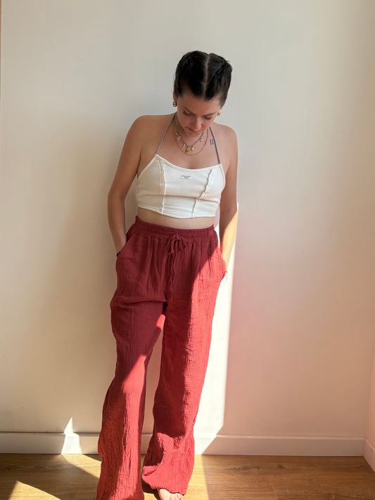 Pantalon gaz de coton - (5 coloris) 🌈