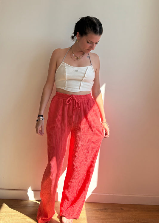 Pantalon gaz de coton - (5 coloris) 🌈